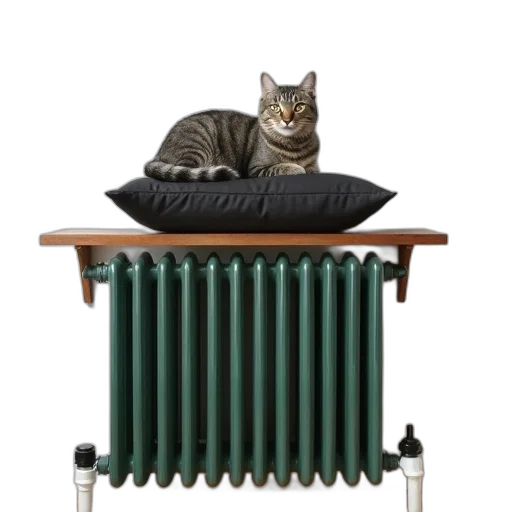 furniture, staff, animal, green, grey, tabby, cat, sitting transparent PNG cut-out