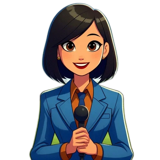 staff, jacket, cartoon, anime, pixel art, comic book art, animated, female transparent PNG cut-out