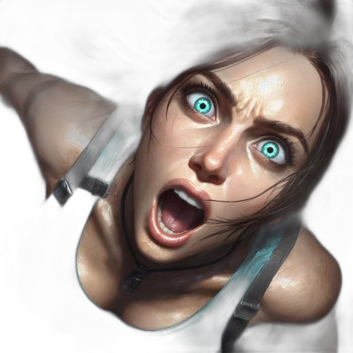 face, creature, concept art, fantasy art, photorealistic, comic book art, terrified, female transparent PNG cut-out