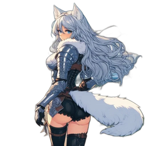 dress, staff, animal, fantasy art, anime, pixel art, concept art, blue transparent PNG cut-out