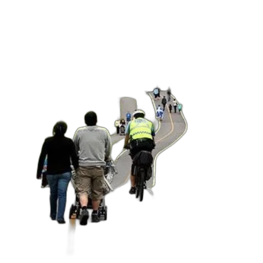 staff, concept art, 3d render, photorealistic, city street, family, walks, down transparent PNG cut-out