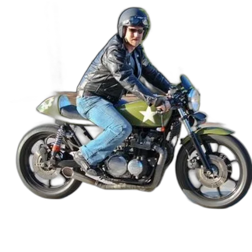photorealistic, 3d render, person, wearing, black, leather, jacket, helmet transparent PNG cut-out