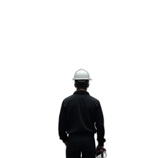 staff, hat, robot, jacket, concept art, 3d render, cyberpunk, photorealistic transparent PNG cut-out