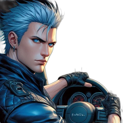 jacket, car, face, weapon, concept art, comic book art, cyberpunk, fantasy art transparent PNG cut-out