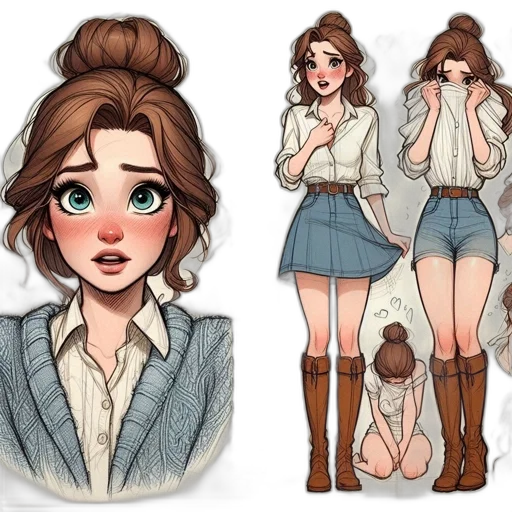 jacket, dress, concept art, fantasy art, cartoon, pixel art, earth tones, pastel transparent PNG cut-out