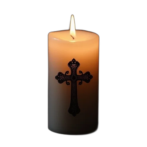 memorial, candle, ornate, cross, black transparent PNG cut-out