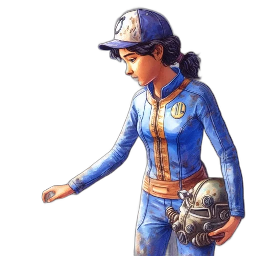 robot, concept art, comic book art, watercolor, pixel art, blue, post-apocalyptic, setting transparent PNG cut-out