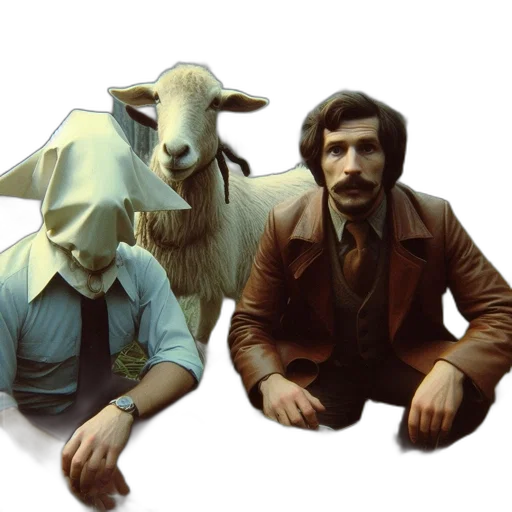 mask, animal, jacket, furniture, concept art, two, people, stand transparent PNG cut-out