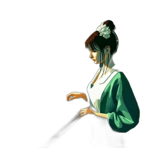 staff, dress, umbrella, jewelry, concept art, anime, fantasy art, watercolor transparent PNG cut-out