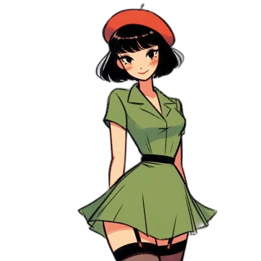 dress, hat, staff, weapon, anime, cartoon, pixel art, concept art transparent PNG cut-out