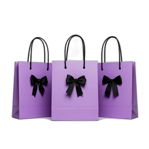 jewelry, 3d render, dark, three, identical, purple, shopping, bags transparent PNG cut-out