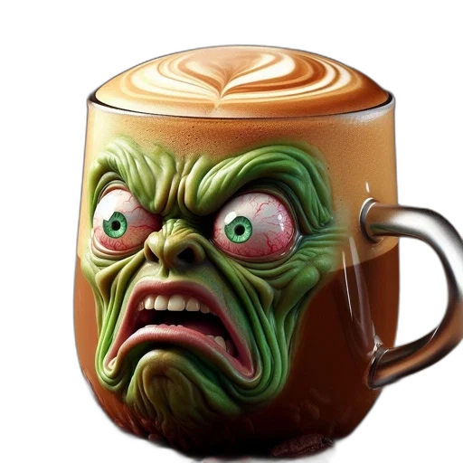 face, creature, 3d render, photorealistic, fantasy art, artistic, rendition, coffee transparent PNG cut-out
