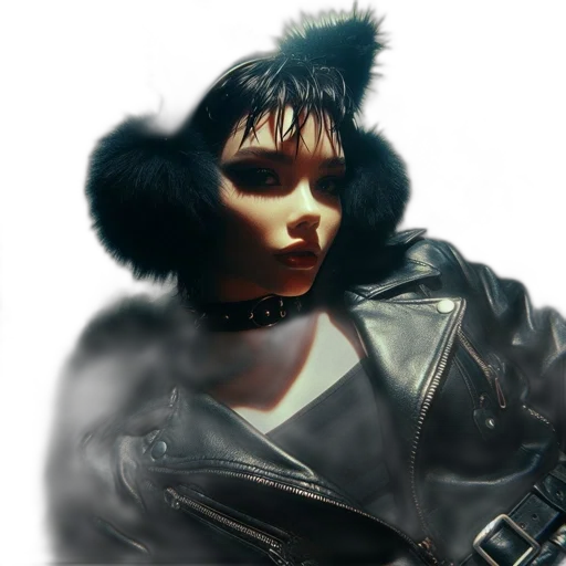 jacket, face, mask, weapon, cyberpunk, concept art, 3d render, photorealistic transparent PNG cut-out