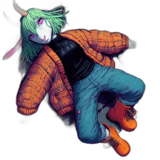 jacket, creature, dragon, mask, concept art, watercolor, pixel art, fantasy art transparent PNG cut-out