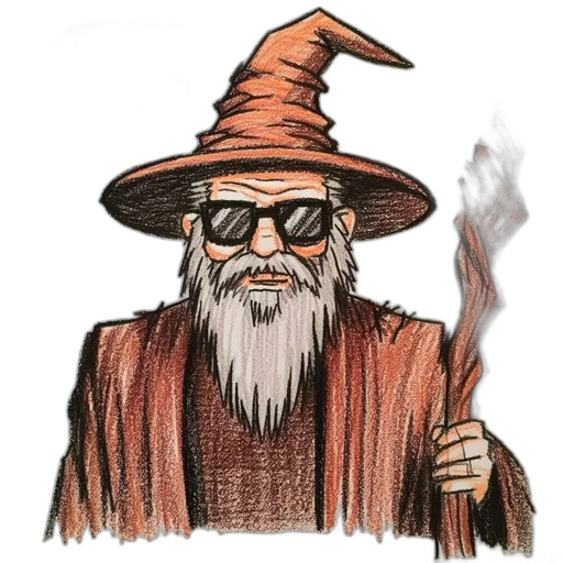 staff, hat, dragon, mask, fantasy art, concept art, comic book art, watercolor transparent PNG cut-out