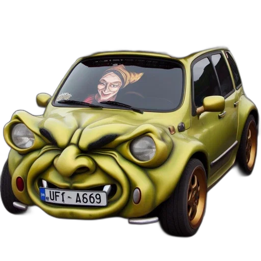 car, creature, animal, face, photorealistic, 3d render, concept art, cartoon transparent PNG cut-out