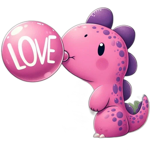 dragon, animal, 3d render, cartoon, adorable, pink, dinosaur, blows transparent PNG cut-out