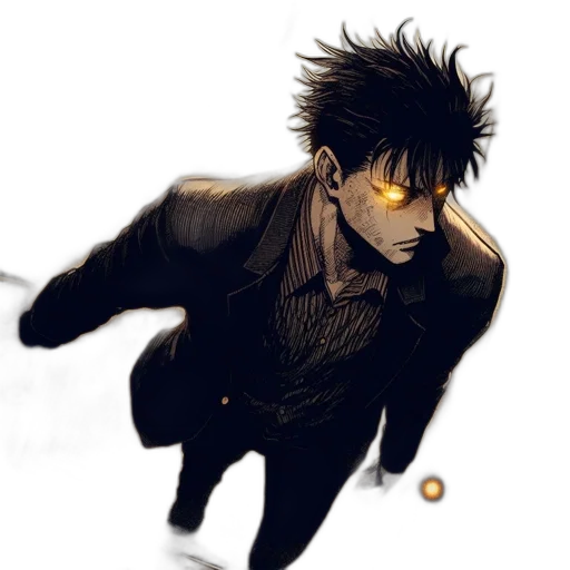 comic book art, concept art, anime, cartoon, dark, golden, animated, figure transparent PNG cut-out