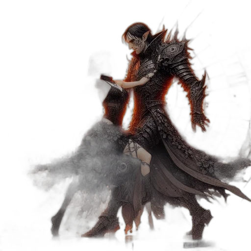 dragon, creature, sword, concept art, fantasy art, comic book art, 3d render, fog transparent PNG cut-out