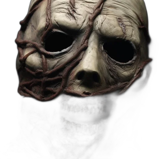 mask, face, creature, staff, concept art, 3d render, photorealistic, fantasy art transparent PNG cut-out