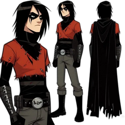 jacket, staff, concept art, comic book art, cartoon, fantasy art, dark, red transparent PNG cut-out