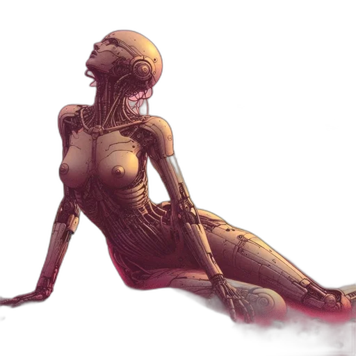 robot, creature, dress, concept art, fantasy art, cyberpunk, watercolor, outer space transparent PNG cut-out
