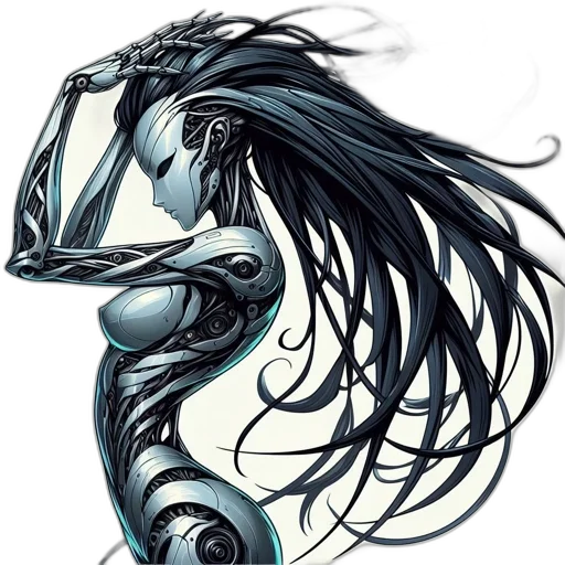 dragon, hair, jewelry, mask, fantasy art, concept art, comic book art, cyberpunk transparent PNG cut-out