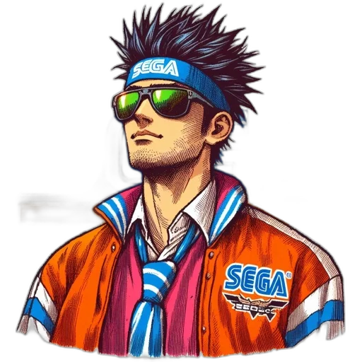jacket, staff, face, animal, vaporwave, comic book art, concept art, pixel art transparent PNG cut-out