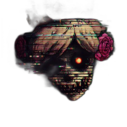 mask, robot, face, creature, pixel art, cyberpunk, vaporwave, 3d render transparent PNG cut-out