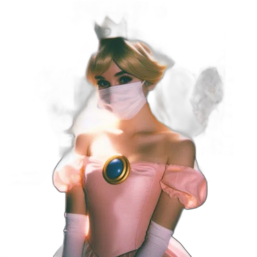 mask, dress, crown, staff, concept art, 3d render, fantasy art, pixel art transparent PNG cut-out