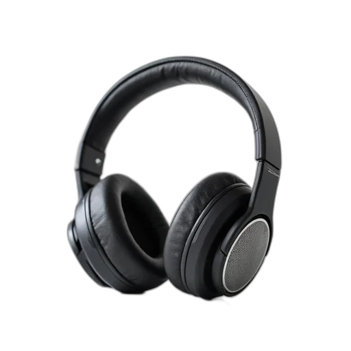 pair, black, wireless, headphones, mesh, design, silver, circular transparent PNG cut-out