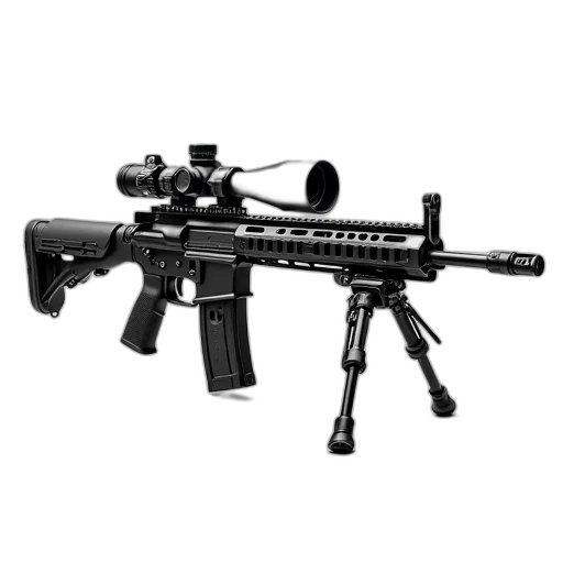 weapon, staff, 3d render, detailed, illustration, modern, assault, rifle transparent PNG cut-out