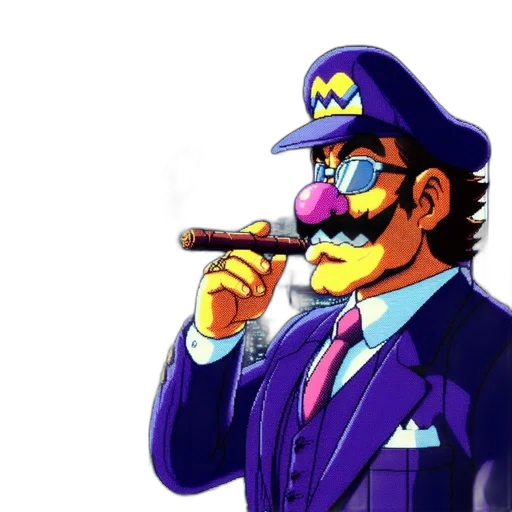 staff, vaporwave, cartoon, pixel art, concept art, blue, iconic, mario transparent PNG cut-out