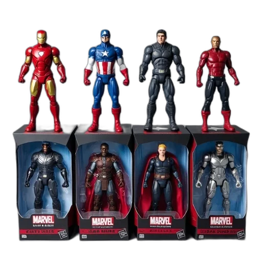 collection, six, action, figures, each, representing, different, character transparent PNG cut-out