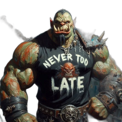 concept art, comic book art, fantasy art, photorealistic, large, muscular, orc, stands transparent PNG cut-out