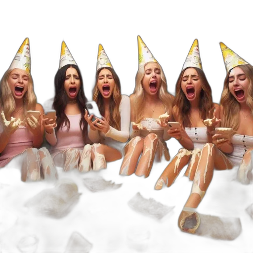 several, young, women, wear, party, hats, celebratory, gathering transparent PNG cut-out