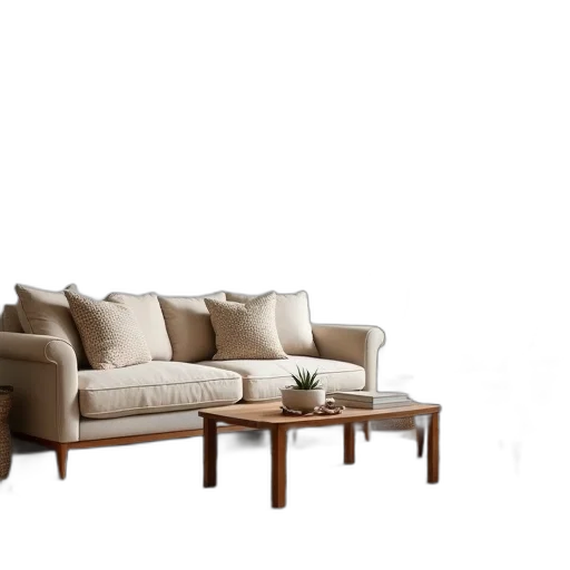 furniture, 3d render, photorealistic, concept art, earth tones, living, room, beige transparent PNG cut-out