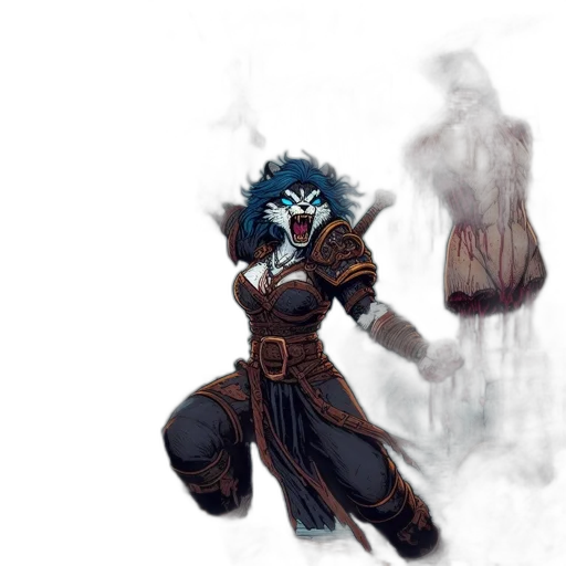 mask, staff, creature, concept art, fantasy art, comic book art, pixel art, fog transparent PNG cut-out