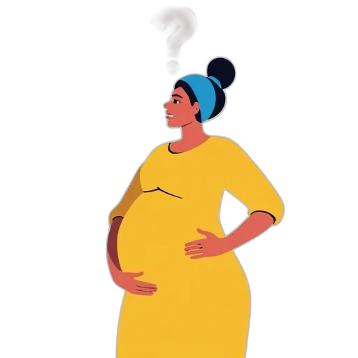 concept art, stylized, illustration, pregnant, woman, yellow, dress, blue transparent PNG cut-out