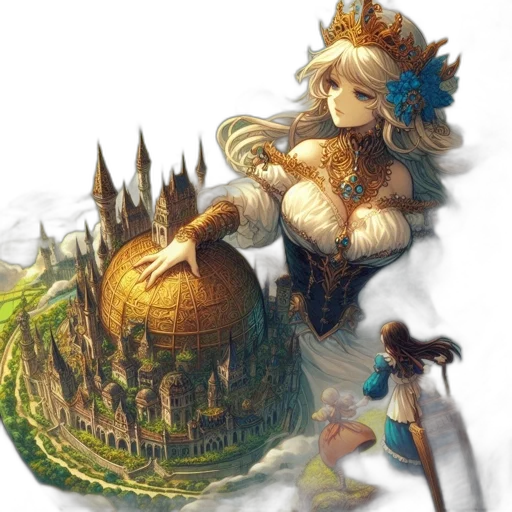 crown, sword, staff, hat, fantasy art, concept art, pixel art, watercolor transparent PNG cut-out