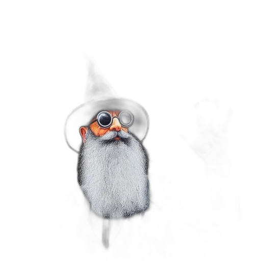 hat, animal, creature, staff, concept art, watercolor, fantasy art, photorealistic transparent PNG cut-out