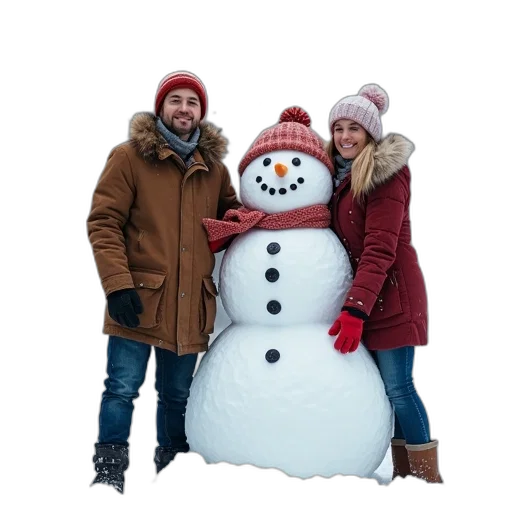hat, 3d render, snow, happy transparent PNG cut-out