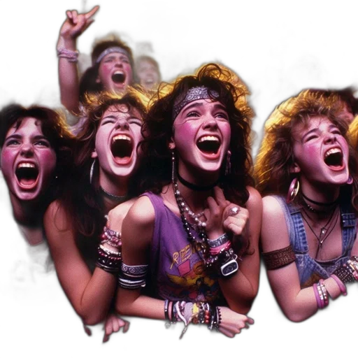 jewelry, photorealistic, exuberant, young, women, concert, dramatic, lighting transparent PNG cut-out