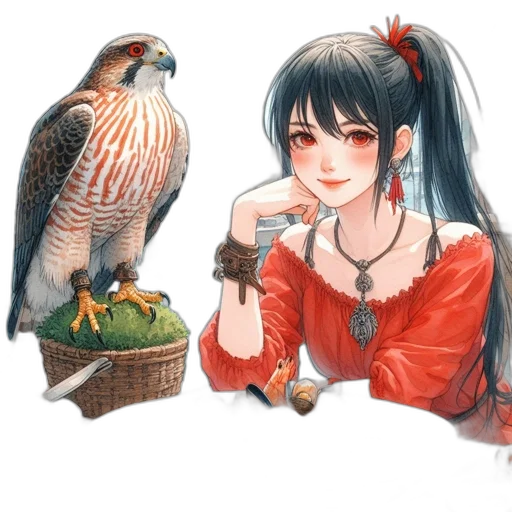 jewelry, fantasy art, concept art, watercolor, anime, forest, fire, red transparent PNG cut-out