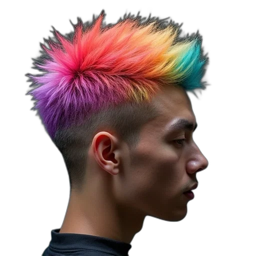 hair, hat, crown, jacket, cyberpunk, photorealistic, concept art, vaporwave transparent PNG cut-out