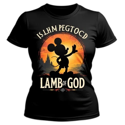 black, t-shirt, graphic, design, featuring, stylized, image, mickey transparent PNG cut-out