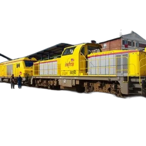3d render, two, yellow, trains, word, infra, them, parked transparent PNG cut-out