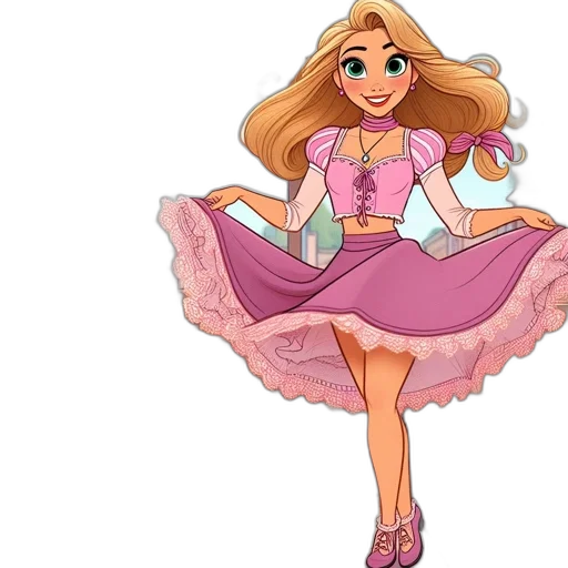 dress, cartoon, concept art, 3d render, fantasy art, pastel, young, blonde transparent PNG cut-out