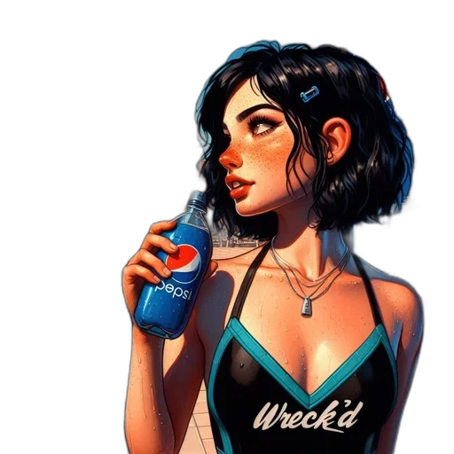 dress, bottle, jacket, weapon, comic book art, concept art, pixel art, cartoon transparent PNG cut-out