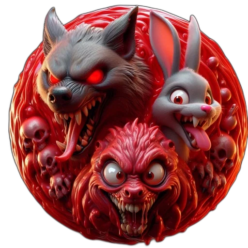 concept art, fantasy art, 3d render, red, circular, design, features, menacing transparent PNG cut-out